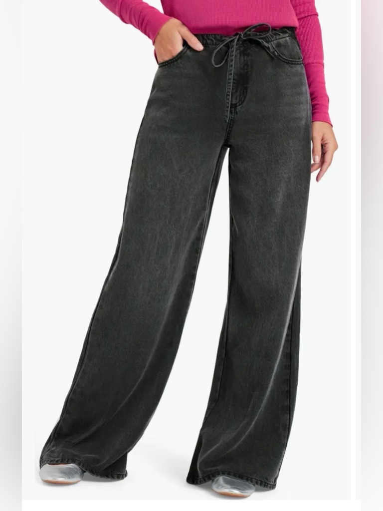 Splendid Lounge Denim Pants Charcoal Wide-Leg High-Rise Size S / Ch/ P Nwot